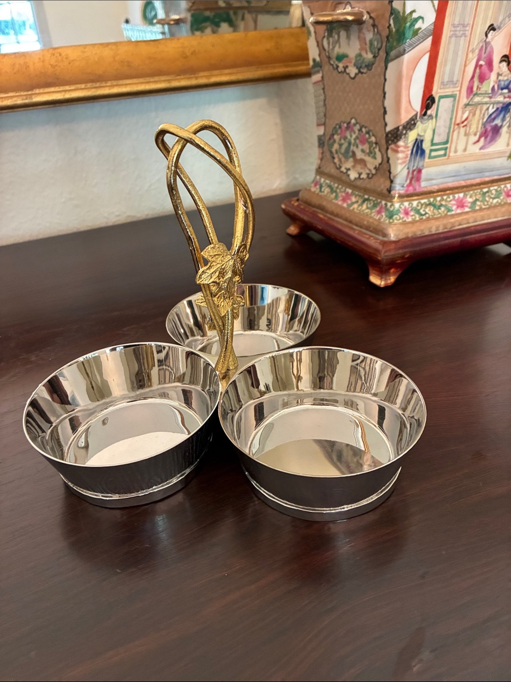 Michael Aram Gold Handle with Silver Trio Serving Bowls